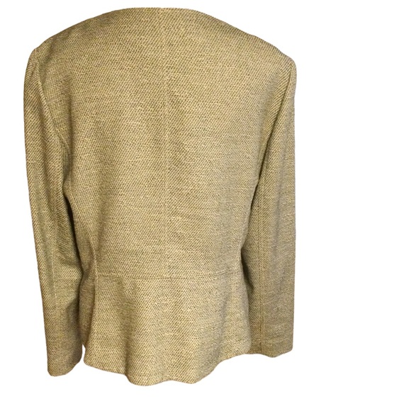 LaFayette 148 tweed green & white jacket zipper closure unlined size 14 - Picture 4 of 9